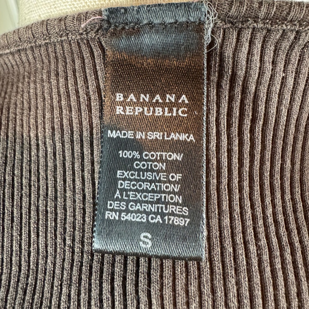 Banana Republic Camisole Women S Brown Excellent Ribbed Lace Trim Cotton Top - Picture 5 of 6